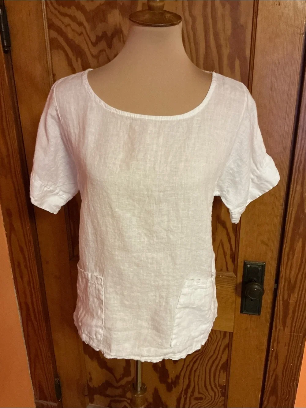 Francesca Bettini White Linen Tunic Top Made in Italy Pockets Medium - Picture 9 of 15